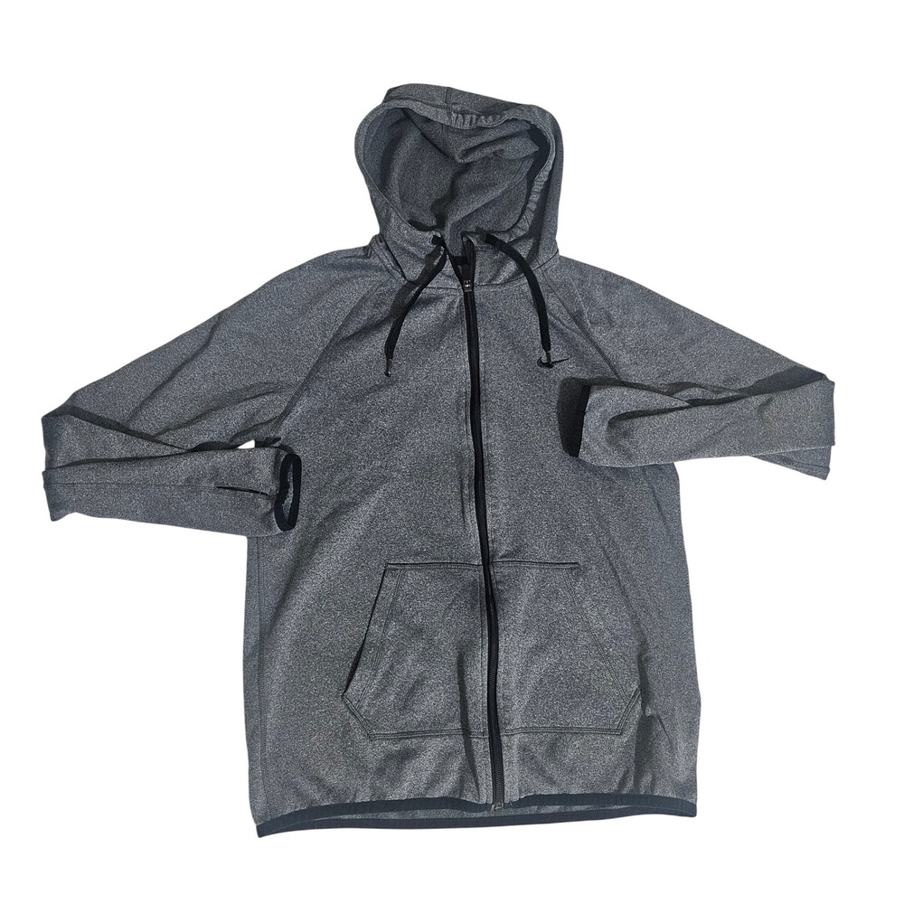 Nike Therma-FIT Mens Small Full Zip Hoodie Gray Heathered Training Sweatshirt